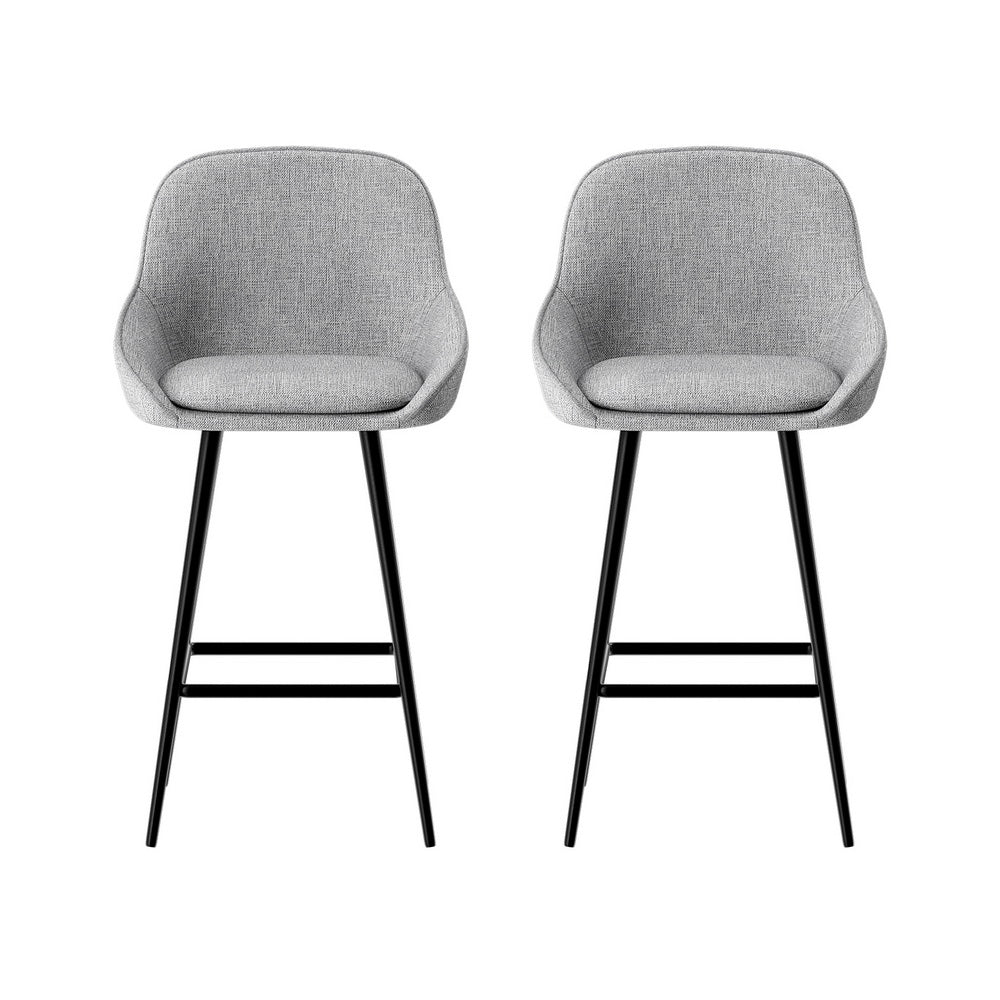 Stool Haven Set of 2 Bar Stools Upholstered - Grey