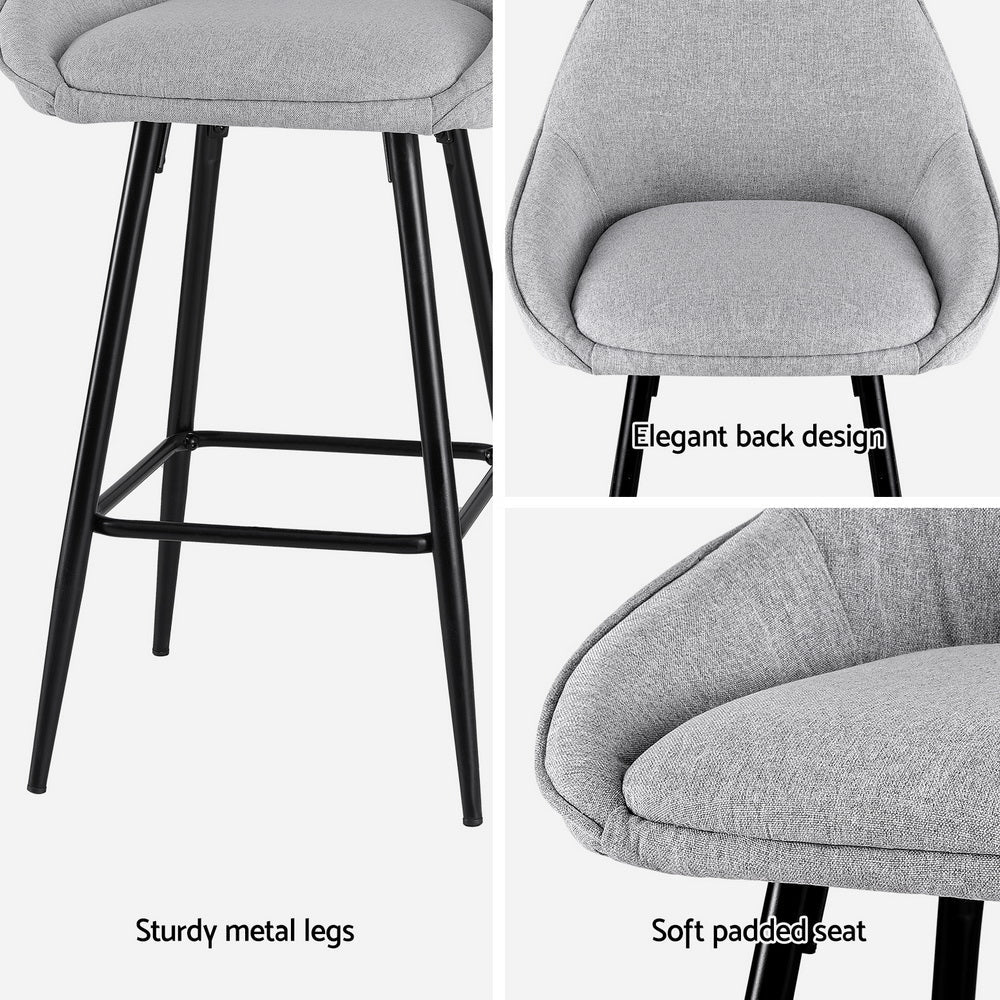 Stool Haven Set of 2 Bar Stools Upholstered - Grey