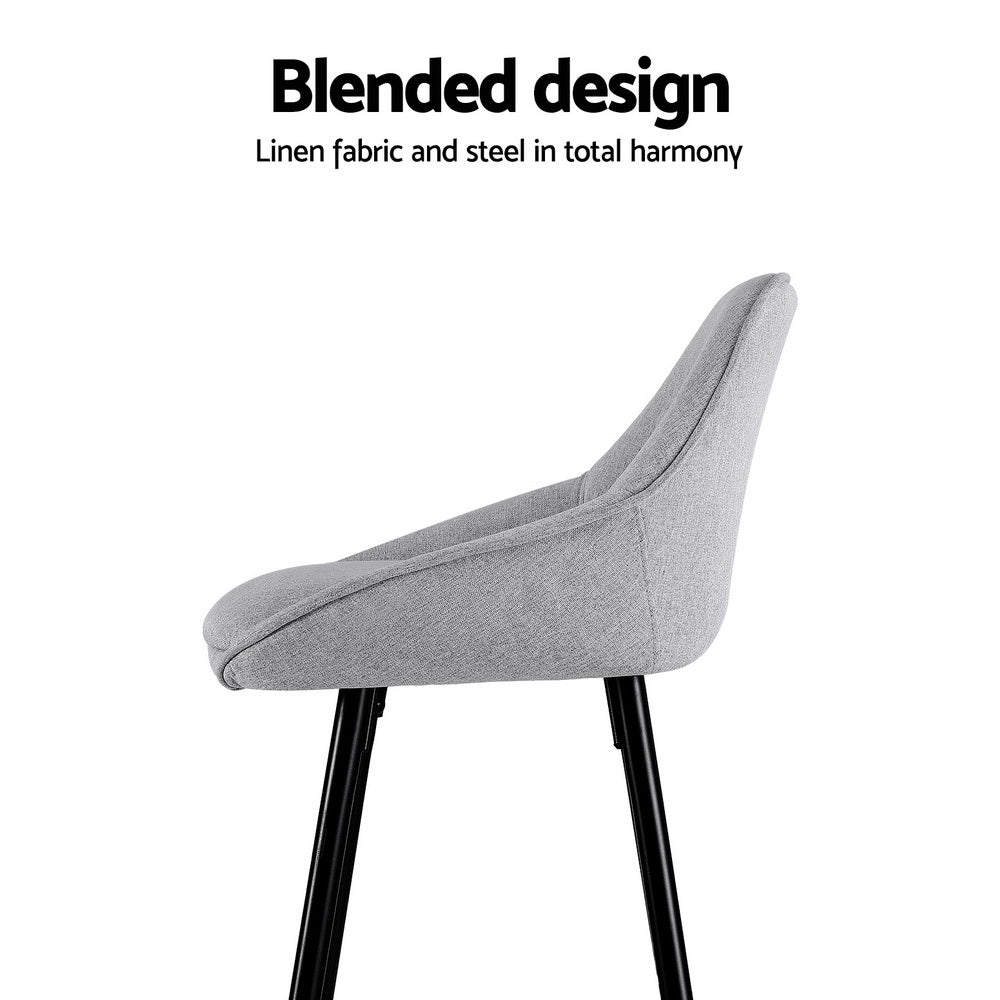 Stool Haven Set of 2 Bar Stools Upholstered - Grey
