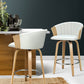 Stool Haven Set of 2 Bar Stools Kitchen Stool Wooden Chair Swivel Chairs Leather White