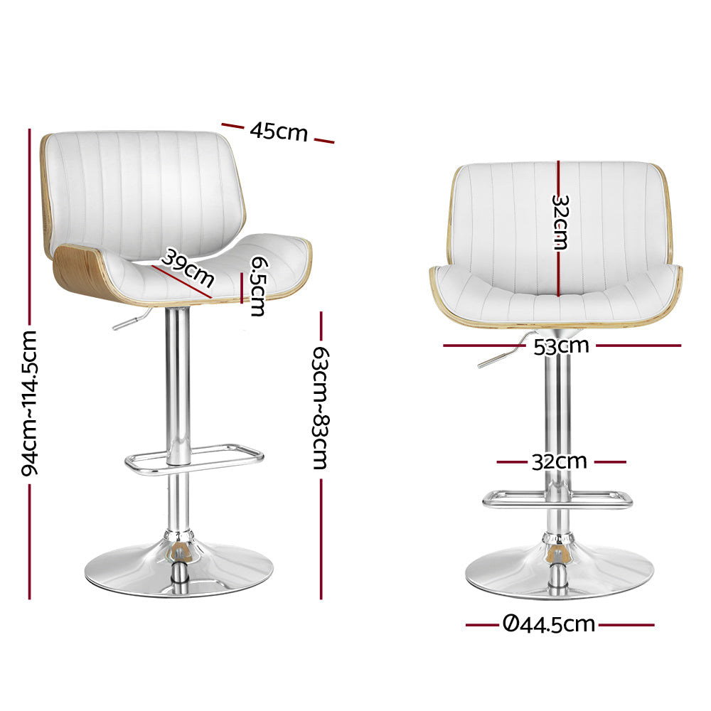 1 x Stool Haven Bar Stools Swivel Leather Chairs Wooden - White