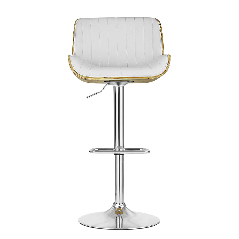 1 x Stool Haven Bar Stools Swivel Leather Chairs Wooden - White