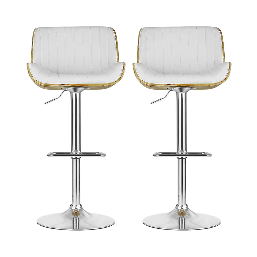 Stool Haven 2 x Adjustable Leather Bar Stools - White