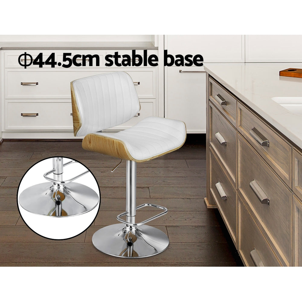 Stool Haven 2 x Adjustable Leather Bar Stools - White