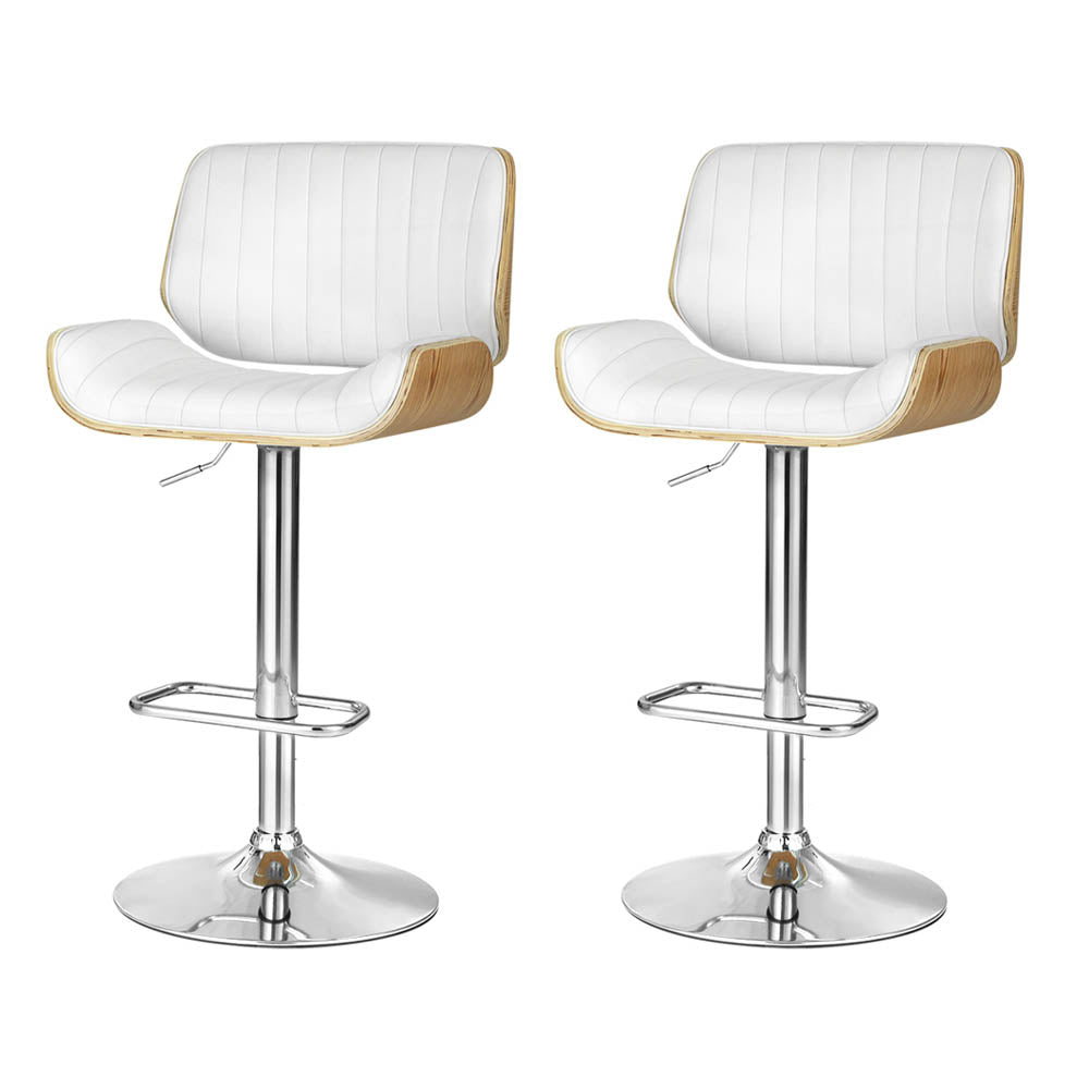Stool Haven 2 x Adjustable Leather Bar Stools - White