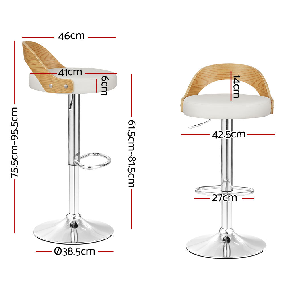 Stool Haven 2x Bar Stools Adjustable Leather Padded White