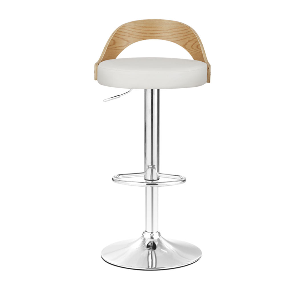 Stool Haven 2x Bar Stools Adjustable Leather Padded White