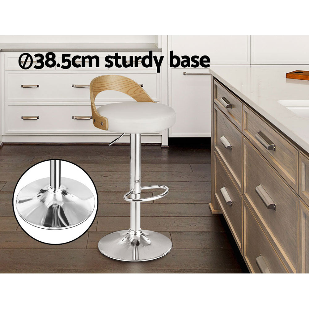 Stool Haven 2x Bar Stools Adjustable Leather Padded White