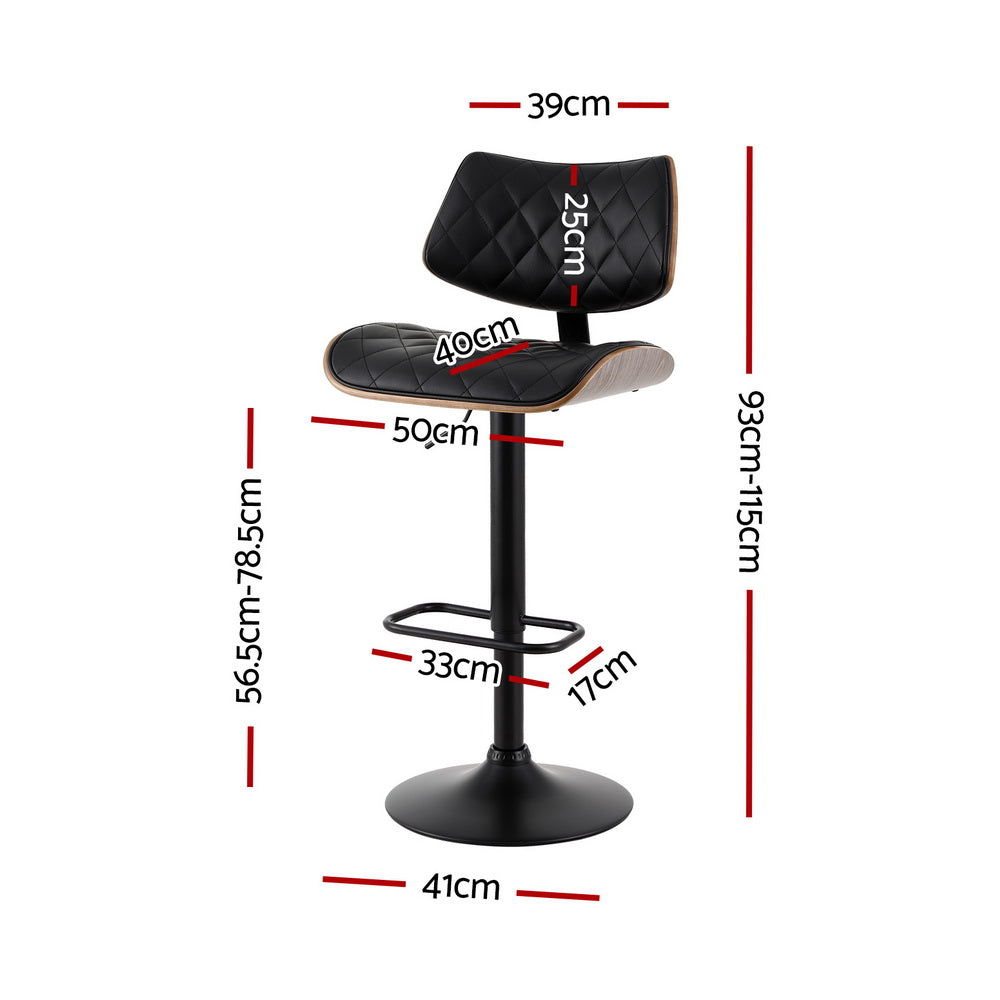 Stool Haven Bar Stools Kitchen Dining Chairs Gas Lift Stool Wooden Leather Black