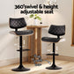 Stool Haven 2x Bar Stools Kitchen Dining Chairs Gas Lift Stool Wooden Leather Black