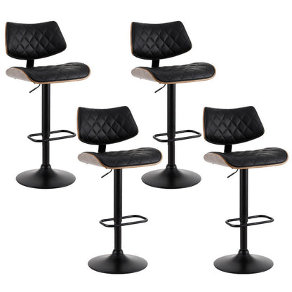Stool Haven 4x Bar Stools Kitchen Dining Chairs Gas Lift Stool Wooden Leather Black