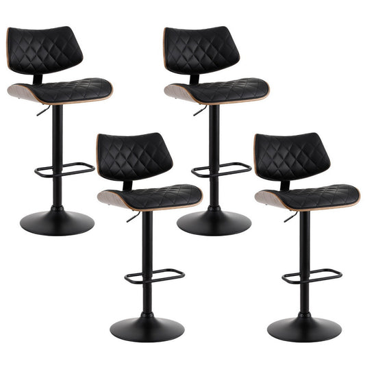 Stool Haven 4x Bar Stools Kitchen Dining Chairs Gas Lift Stool Wooden Leather Black