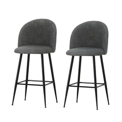 Stool Haven Set of 2 Bar Stools Kitchen Dining Chair Stool Chairs Sherpa Boucle Charcoal