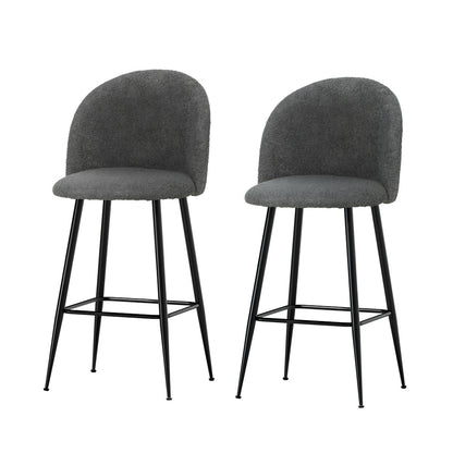 Stool Haven Set of 2 Bar Stools Kitchen Dining Chair Stool Chairs Sherpa Boucle Charcoal