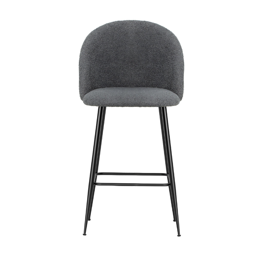 Stool Haven Set of 2 Bar Stools Kitchen Dining Chair Stool Chairs Sherpa Boucle Charcoal