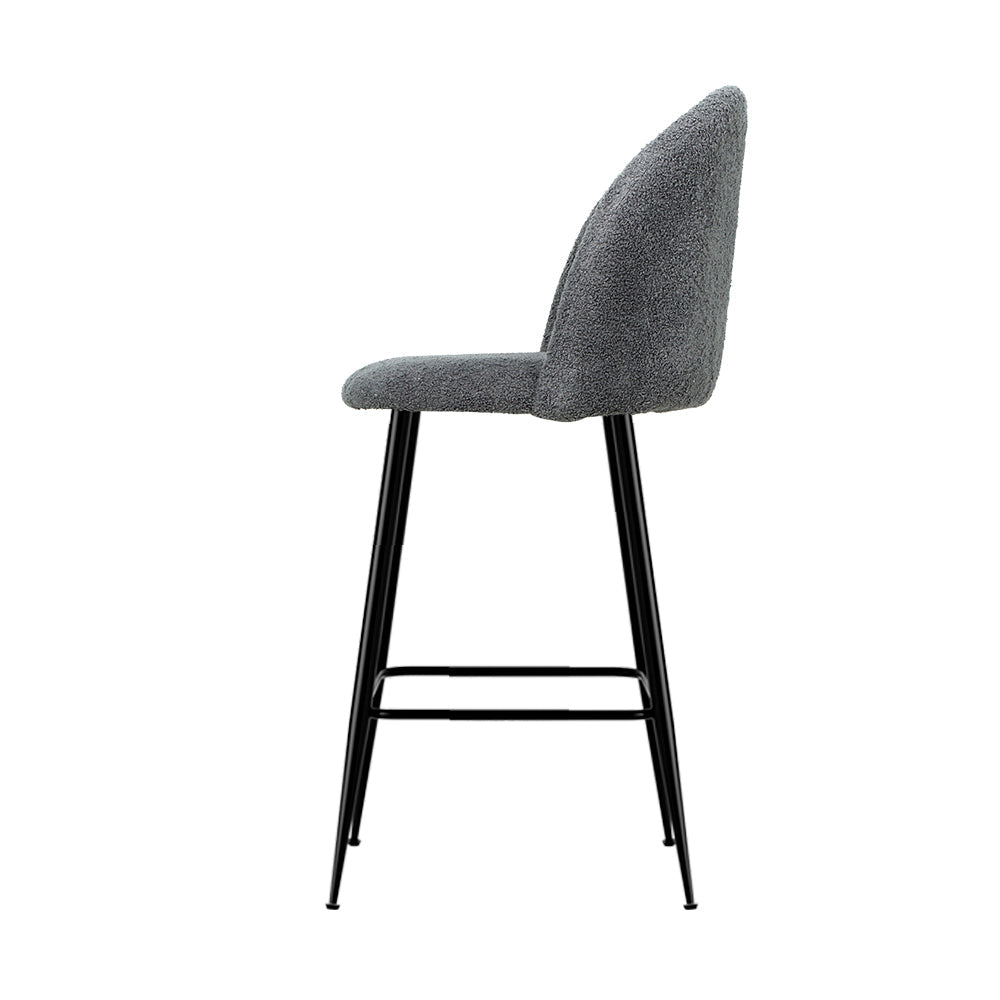 Stool Haven Set of 2 Bar Stools Kitchen Dining Chair Stool Chairs Sherpa Boucle Charcoal
