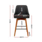Stool Haven Set of 2 Wooden Fabric Bar Stools Square Footrest - Charcoal