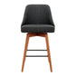 Stool Haven Set of 2 Wooden Fabric Bar Stools Square Footrest - Charcoal