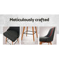 Stool Haven Set of 2 Wooden Fabric Bar Stools Square Footrest - Charcoal