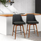 Stool Haven Set of 2 Wooden Fabric Bar Stools Square Footrest - Charcoal