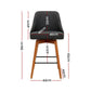 Stool Haven Set of 4 Wooden Fabric Bar Stools Square Footrest - Charcoal
