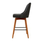 Stool Haven Set of 4 Wooden Fabric Bar Stools Square Footrest - Charcoal