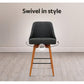 Stool Haven Set of 4 Wooden Fabric Bar Stools Square Footrest - Charcoal