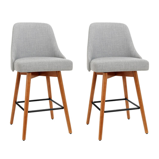 Stool Haven 2x Bar Stools Swivel Seat Wooden Grey