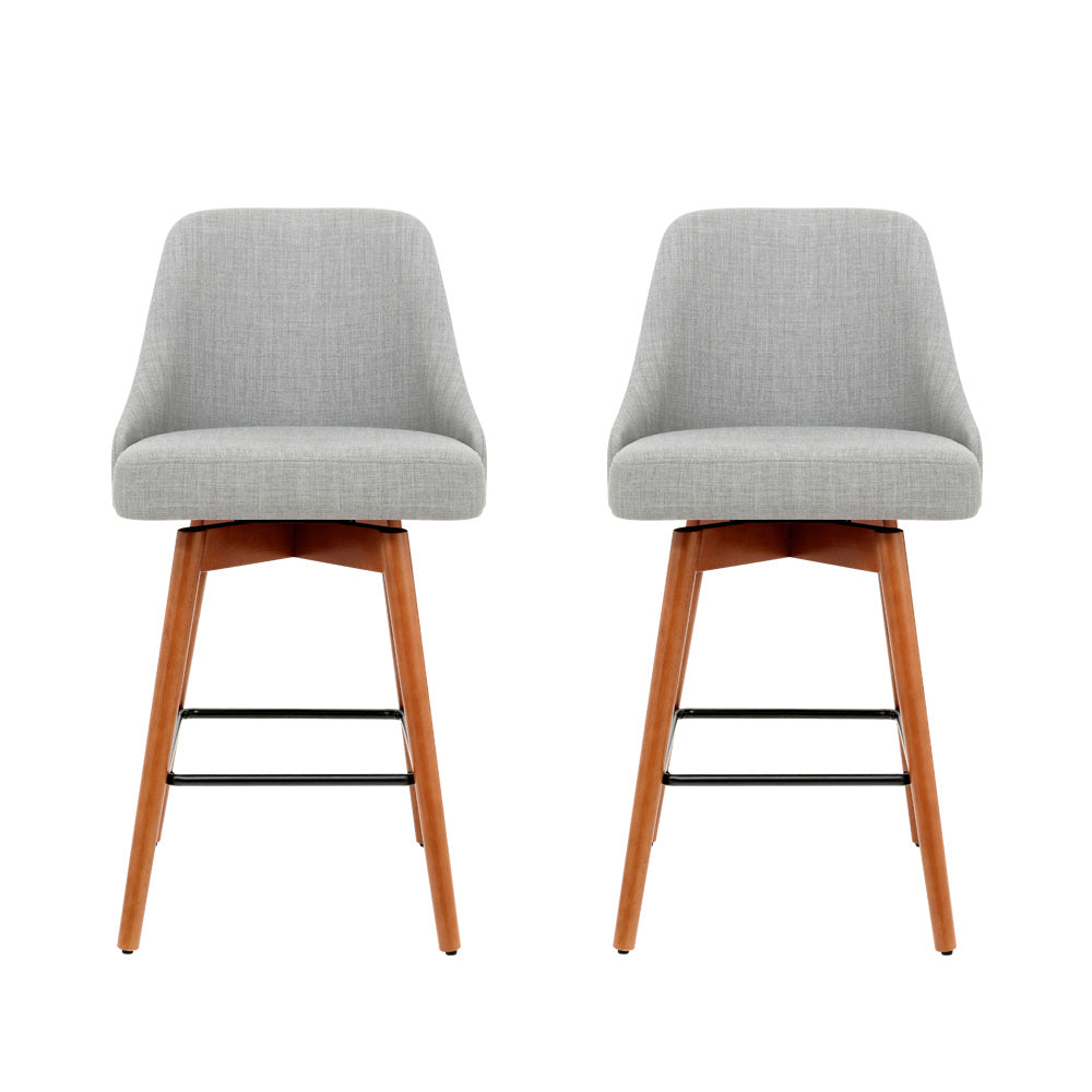 Stool Haven 2x Bar Stools Swivel Seat Wooden Grey