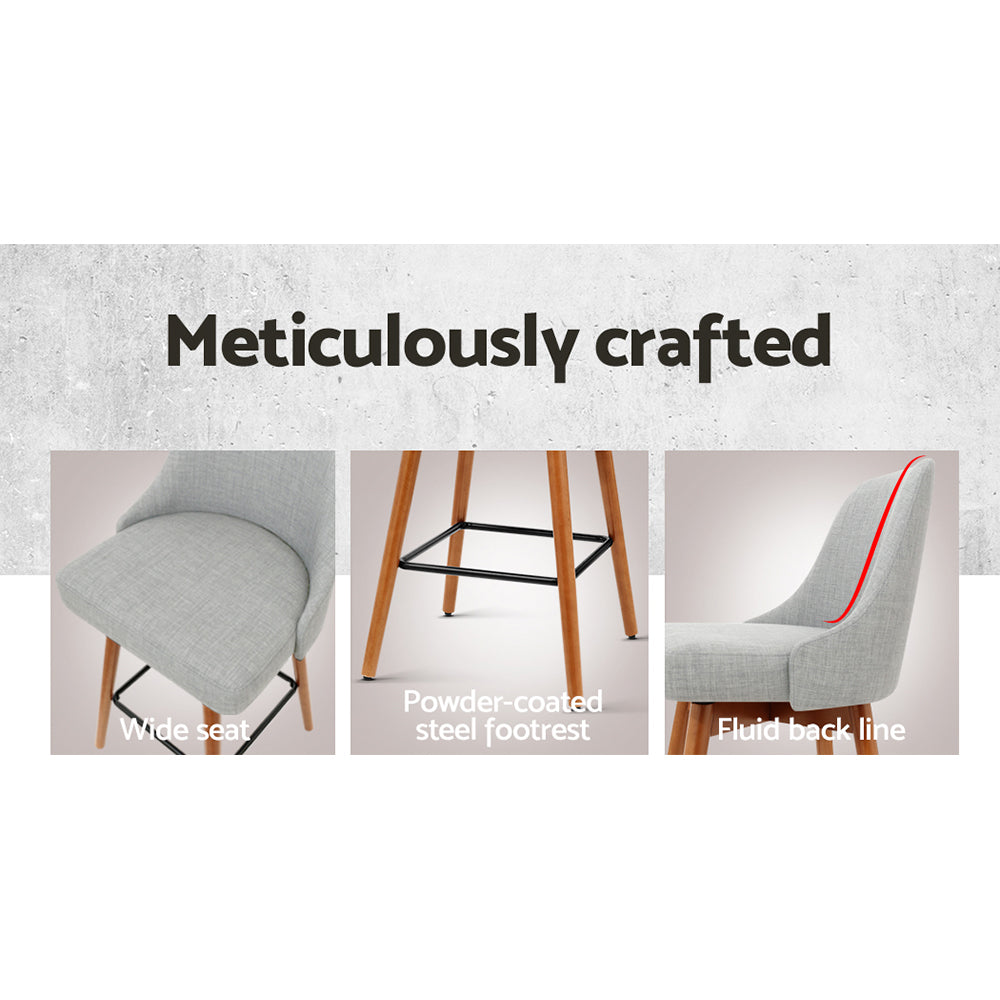 Stool Haven 2x Bar Stools Swivel Seat Wooden Grey