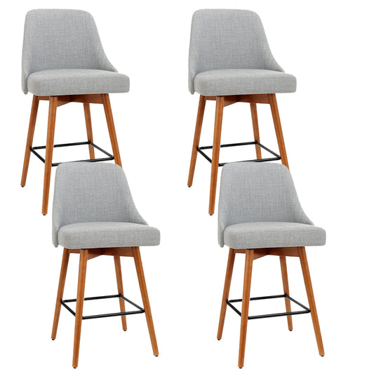 Stool Haven 4x Bar Stools Swivel Seat Wooden Grey