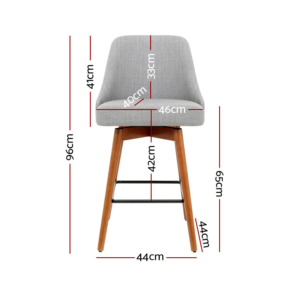 Stool Haven 4x Bar Stools Swivel Seat Wooden Grey