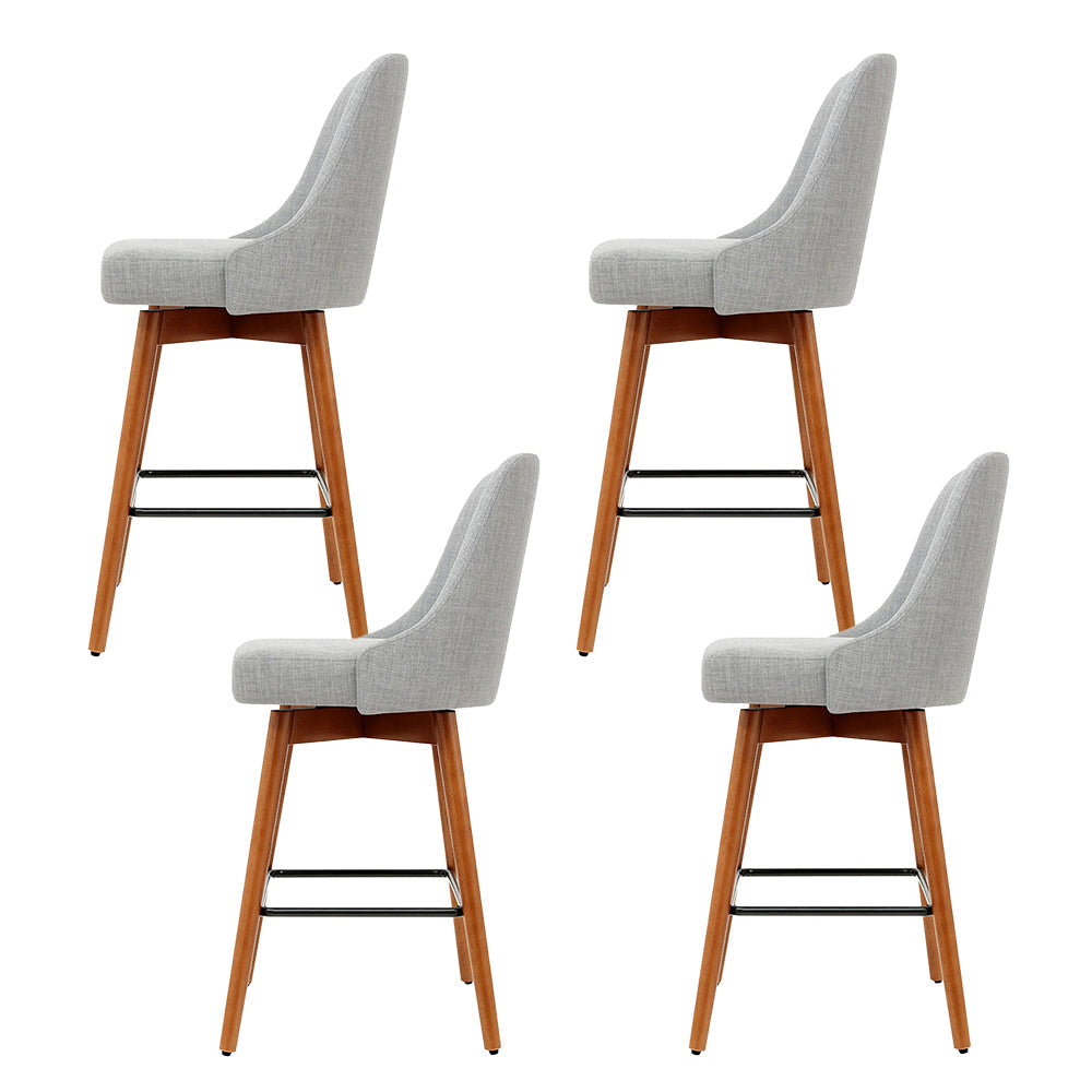 Stool Haven 4x Bar Stools Swivel Seat Wooden Grey