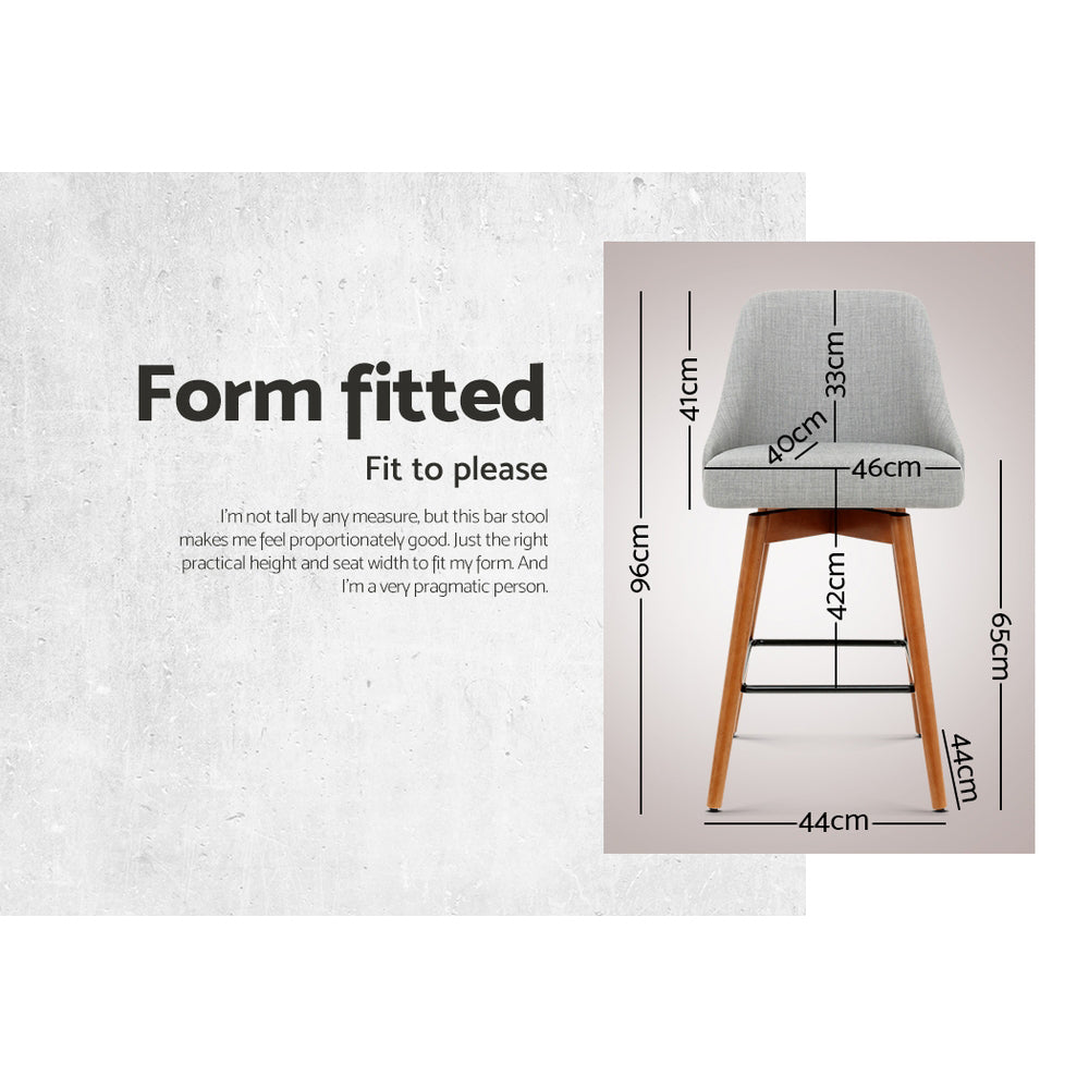 Stool Haven 4x Bar Stools Swivel Seat Wooden Grey