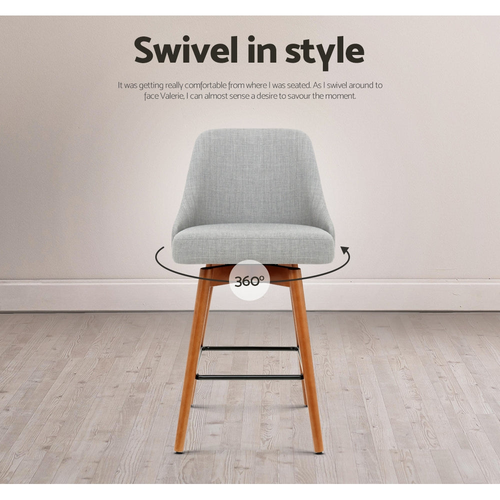 Stool Haven 4x Bar Stools Swivel Seat Wooden Grey
