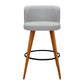 Stool Haven Set of 2 Wooden Fabric Bar Stools Circular Footrest - Light Grey