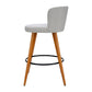 Stool Haven Set of 2 Wooden Fabric Bar Stools Circular Footrest - Light Grey