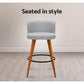 Stool Haven Set of 2 Wooden Fabric Bar Stools Circular Footrest - Light Grey