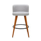Stool Haven Set of 4 Wooden Fabric Bar Stools Circular Footrest - Light Grey