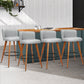Stool Haven Set of 4 Wooden Fabric Bar Stools Circular Footrest - Light Grey