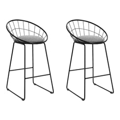 Stool Haven Set of 2 Bar Stools Steel Fabric - Grey and Black