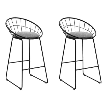 Stool Haven Set of 2 Bar Stools Steel Fabric - Grey and Black