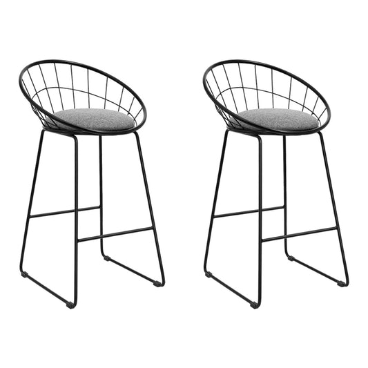 Stool Haven Set of 2 Bar Stools Steel Fabric - Grey and Black