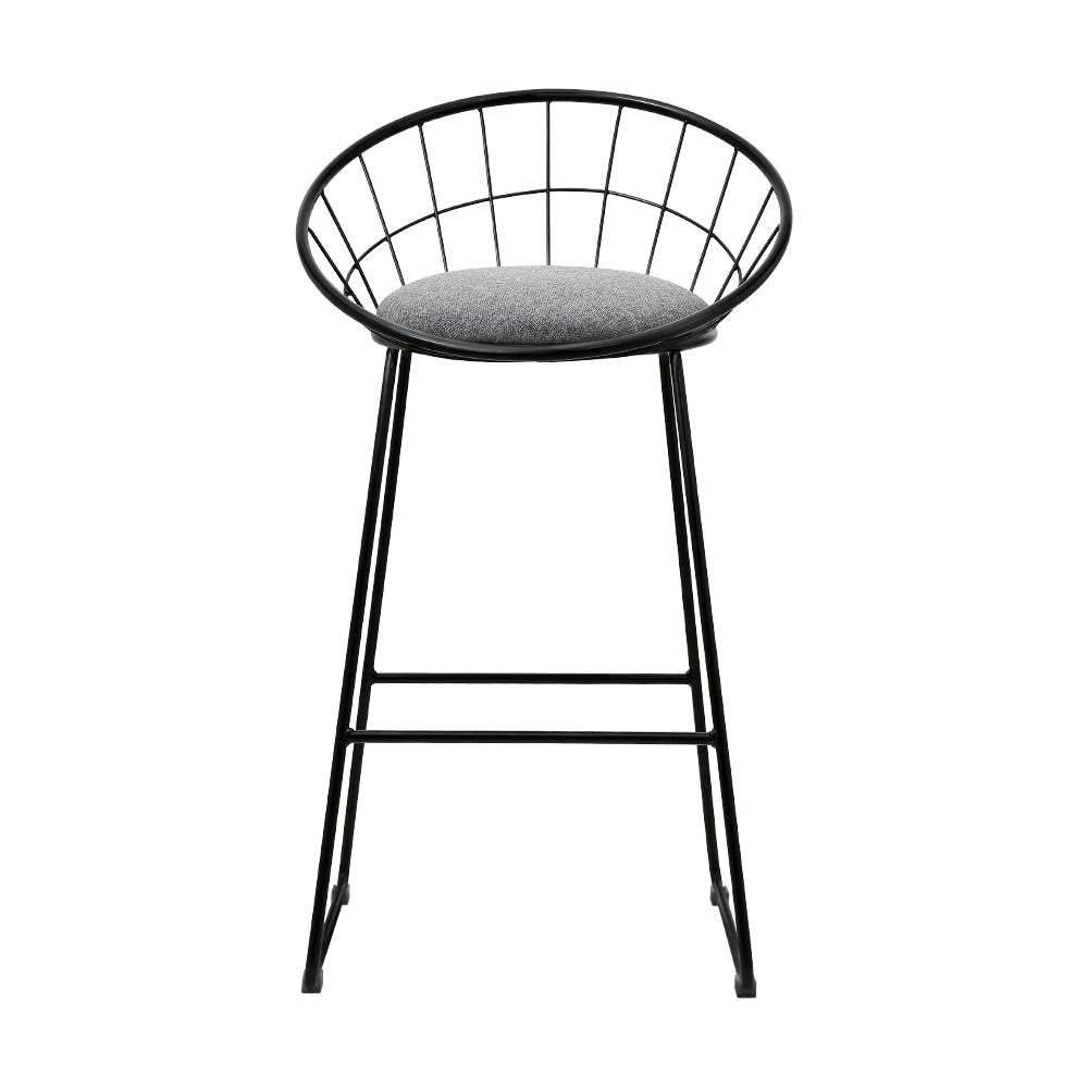 Stool Haven Set of 2 Bar Stools Steel Fabric - Grey and Black