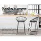 Stool Haven Set of 2 Bar Stools Steel Fabric - Grey and Black