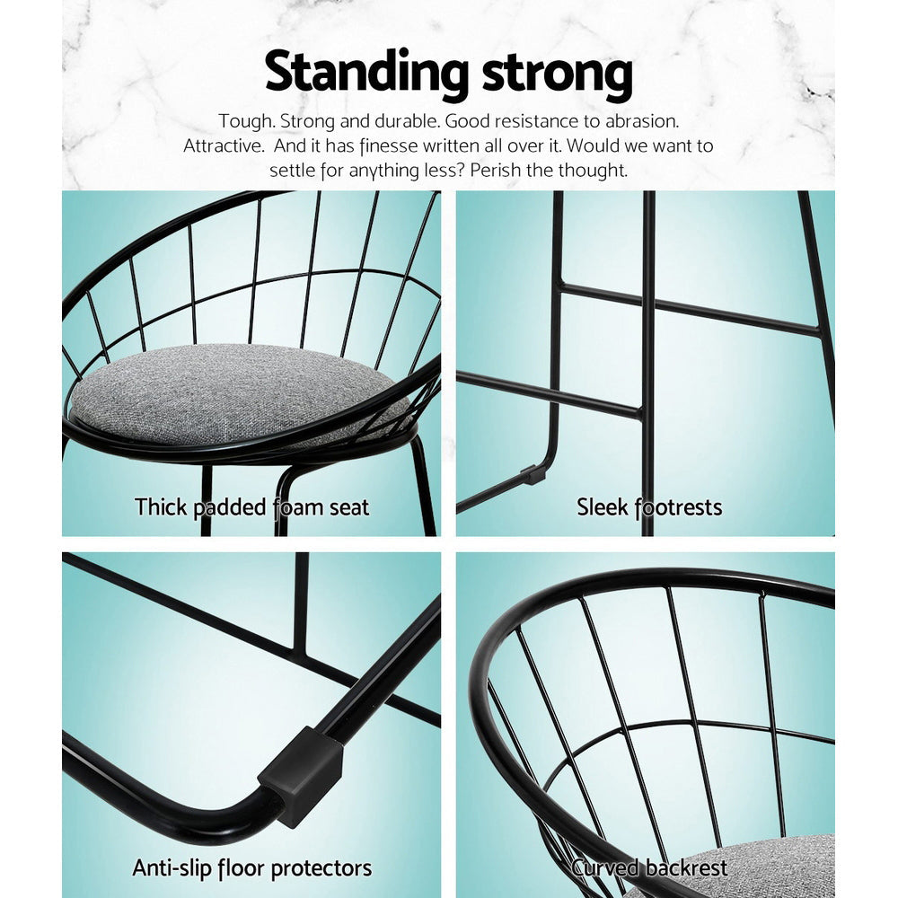 Stool Haven Set of 2 Bar Stools Steel Fabric - Grey and Black