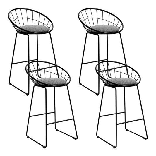 Stool Haven Set of 4 Bar Stools Steel Fabric - Grey and Black