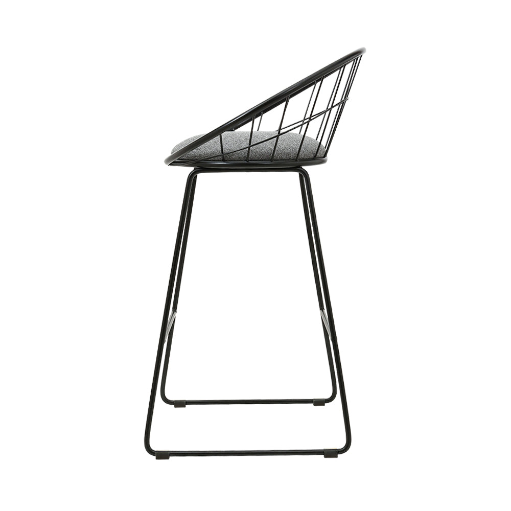 Stool Haven Set of 4 Bar Stools Steel Fabric - Grey and Black