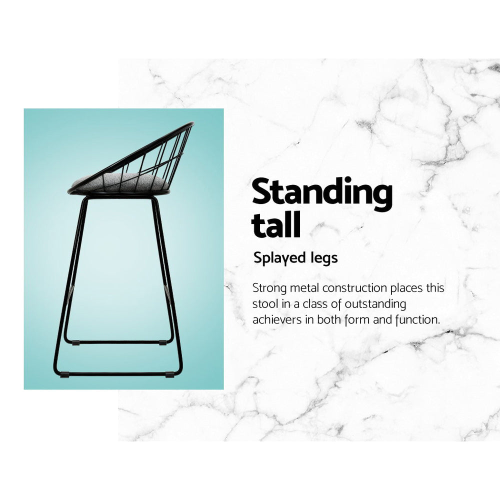Stool Haven Set of 4 Bar Stools Steel Fabric - Grey and Black
