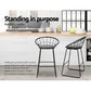 Stool Haven Set of 4 Bar Stools Steel Fabric - Grey and Black